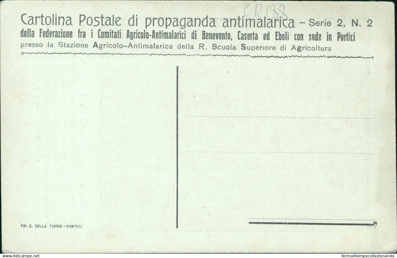 Cr188 Cartolina Propaganda Antimalarica Benevento Caserta Eboli Sede Portici - Benevento
