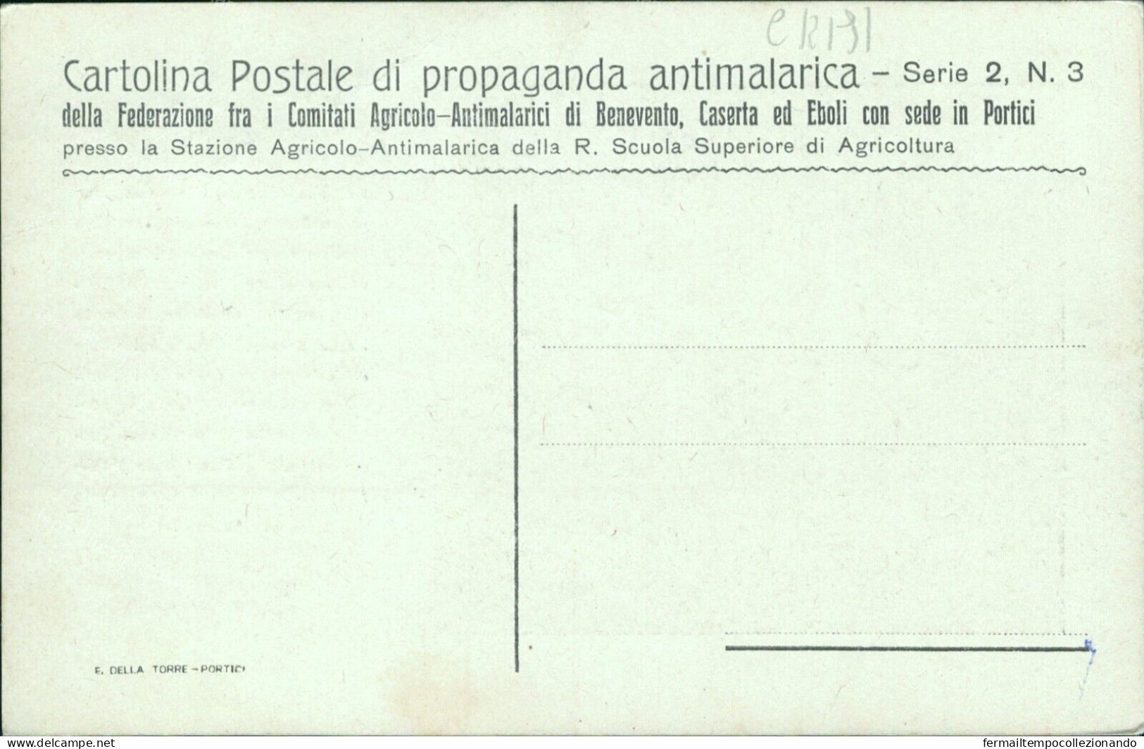 Cr191 Cartolina Propaganda Antimalarica Benevento Caserta Eboli Sede Portici - Benevento