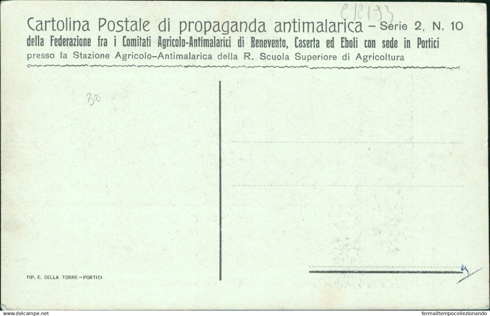 Cr192 Cartolina Propaganda Antimalarica Benevento Caserta Eboli Sede Portici - Benevento