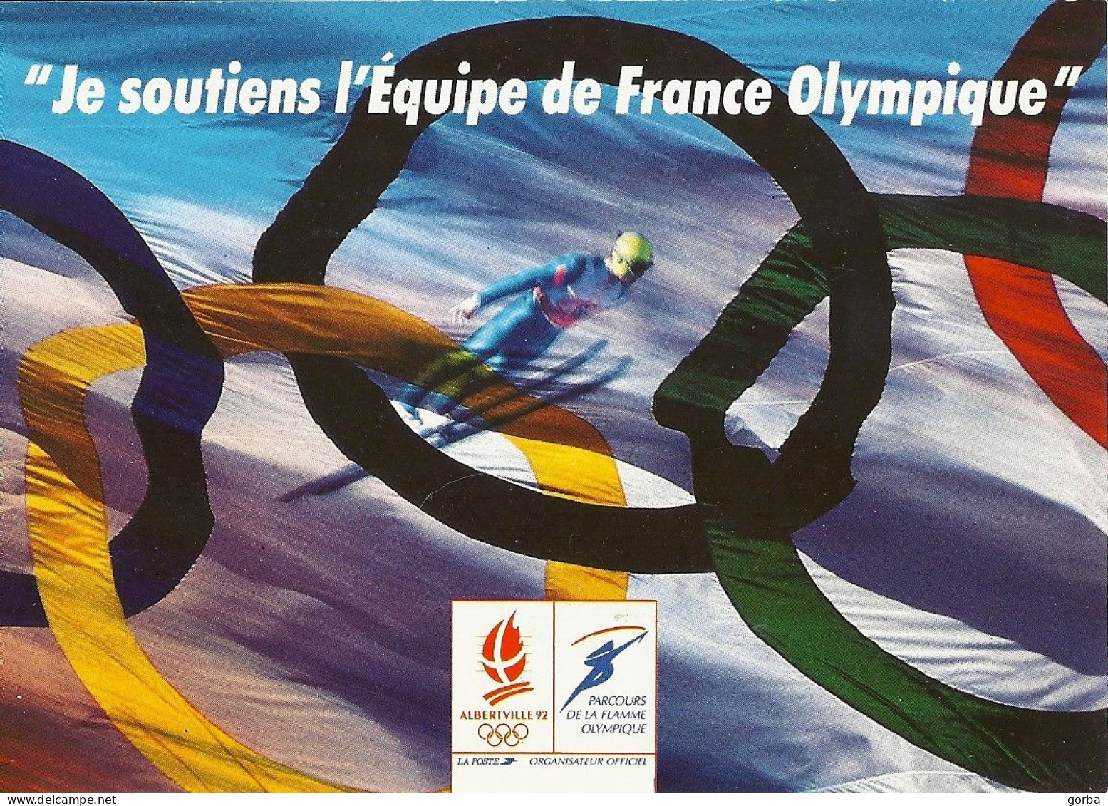 *CPM - "je Soutiens L'Equipe De France Olympique" - Alberville 92 - Saut à Ski - Jeux Olympiques