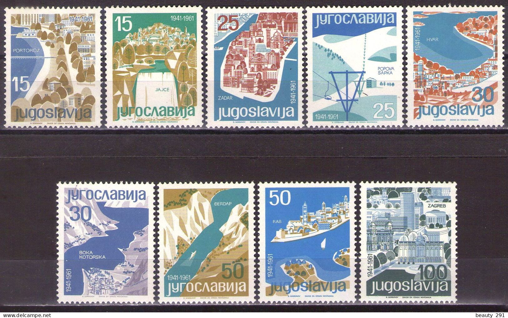 Yugoslavia 1962 - Tourism - Tourist Cities - Mi 994-1002 - MNH**VF - Neufs
