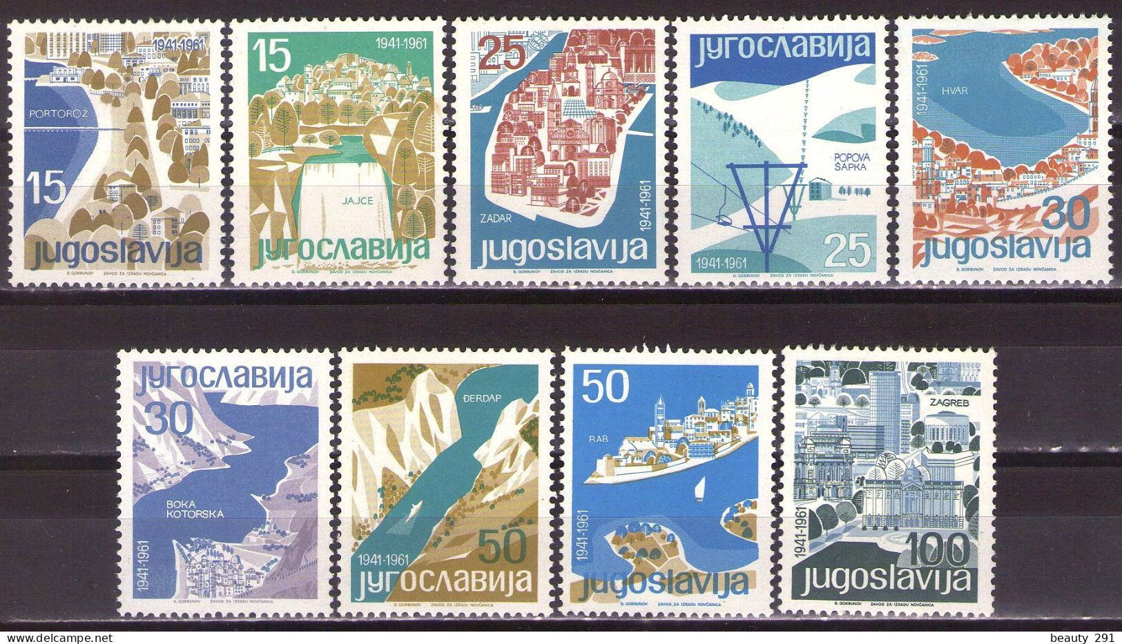 Yugoslavia 1962 - Tourism - Tourist Cities - Mi 994-1002 - MNH**VF - Unused Stamps