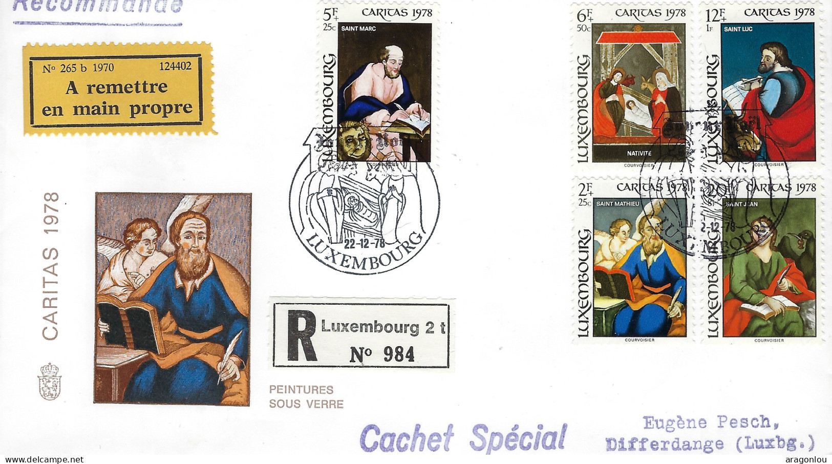 Luxembourg - Luxemburg - Lettre  Recommandé  1978  Caritas -   Cachet Spécial - Briefe U. Dokumente