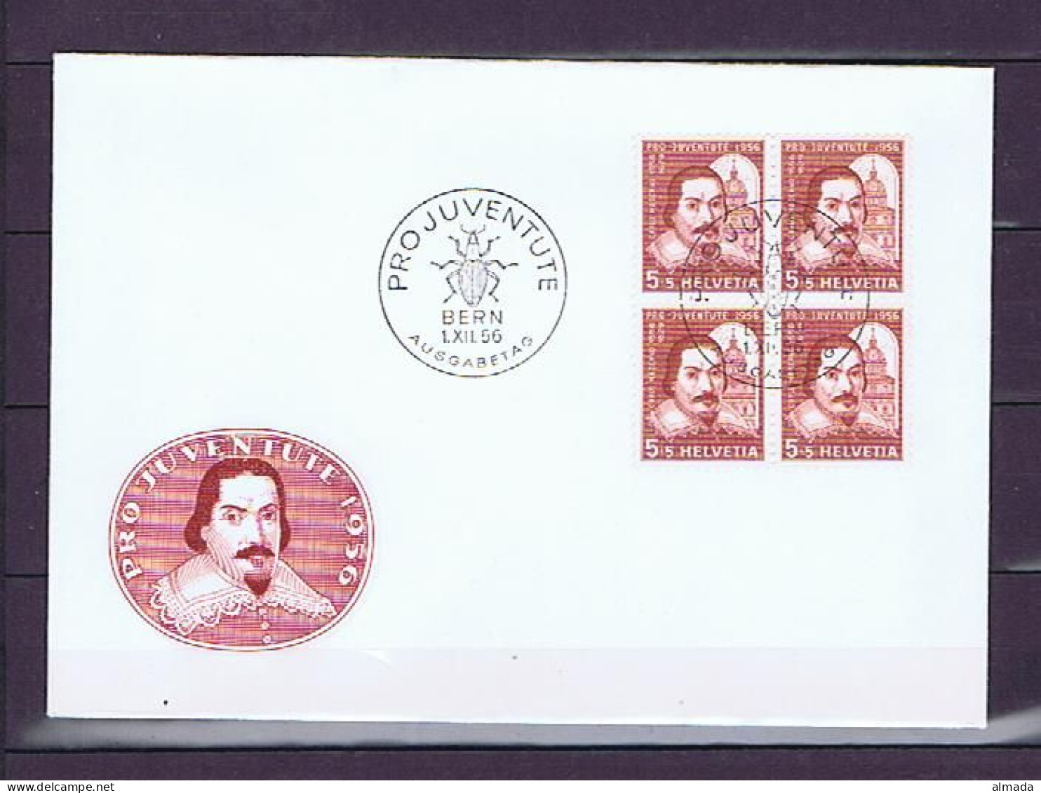 Schweiz 1956: FDC Michel 632, Viererblock - FDC