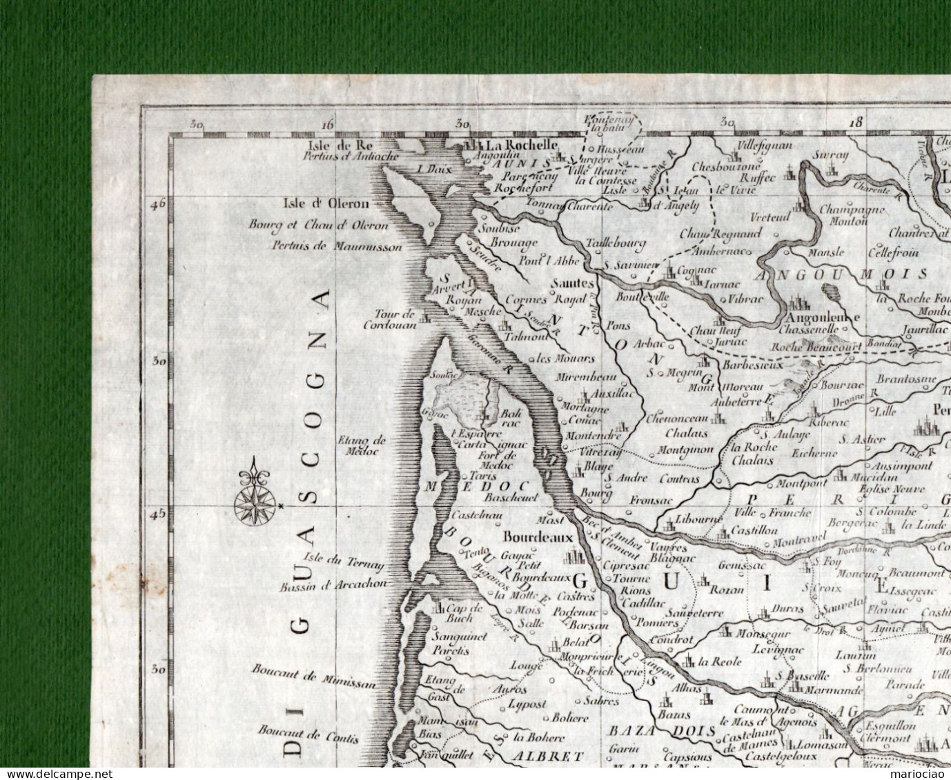 ST-FR GUYENNE & GASCOGNE Governo Di Guienna E Guascogna 1712~ Cm. 44,5 X 35 - Estampas & Grabados