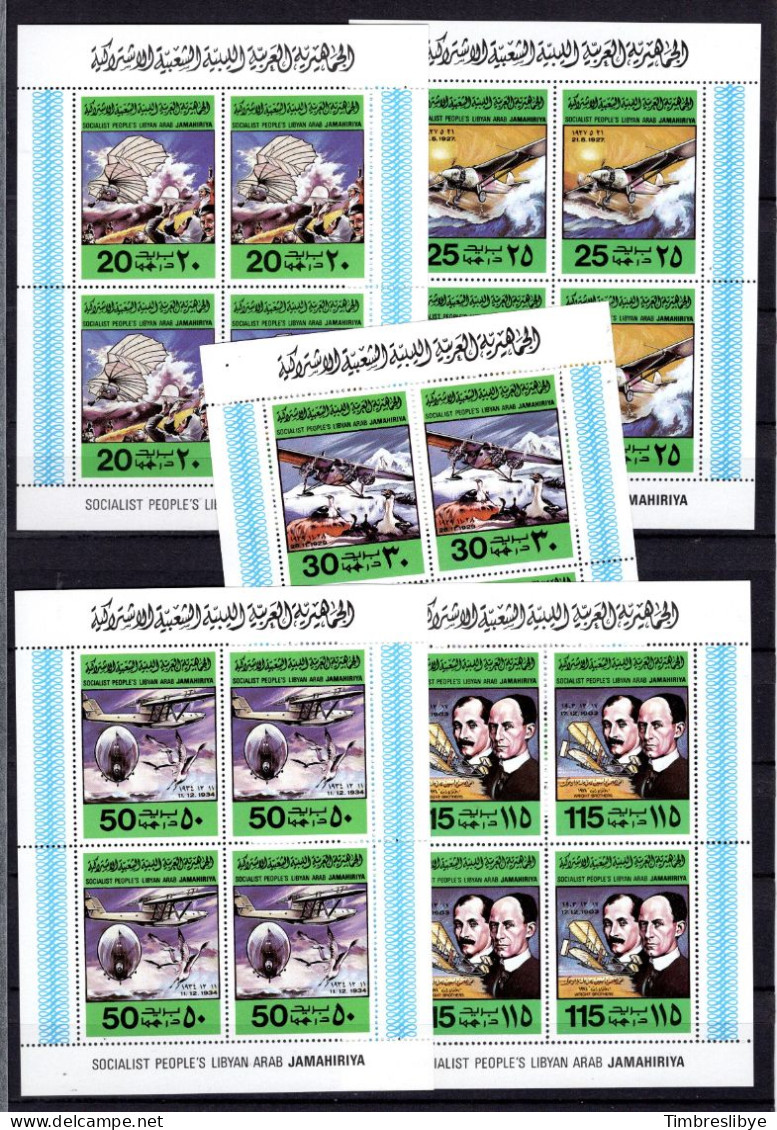 LIBYA 26.12.1978; 1er. Vol Motorisé Des Frères Wright; Minifeuille; Mi-N° 682 - 686 A; MNH, Neuf ** - Libyen