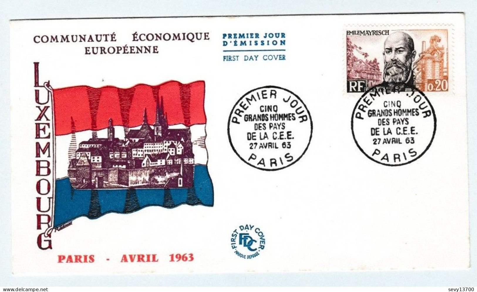 5 Enveloppes Premier Jour 27.04.63 Communauté Economique Européenne 5 Grands Hommes Des Pays De La C.E.E - 1960-1969