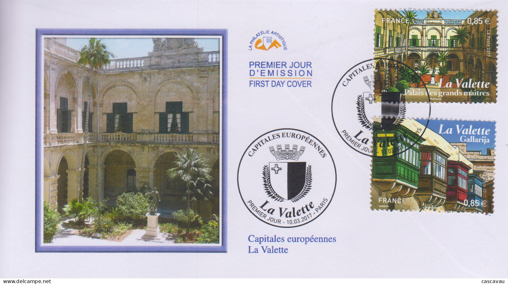 Enveloppe   FDC   1er   Jour    FRANCE    Capitale   Européenne  :  LA  VALETTE   2017 - 2010-2019