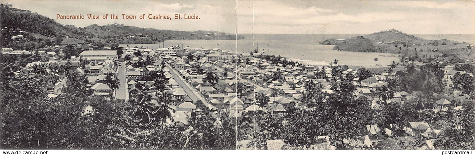 Saint Lucia - CASTRIES - Panoramic View - DOUBLE POSTCARD - Publ. Westall & Co.  - Santa Lucía