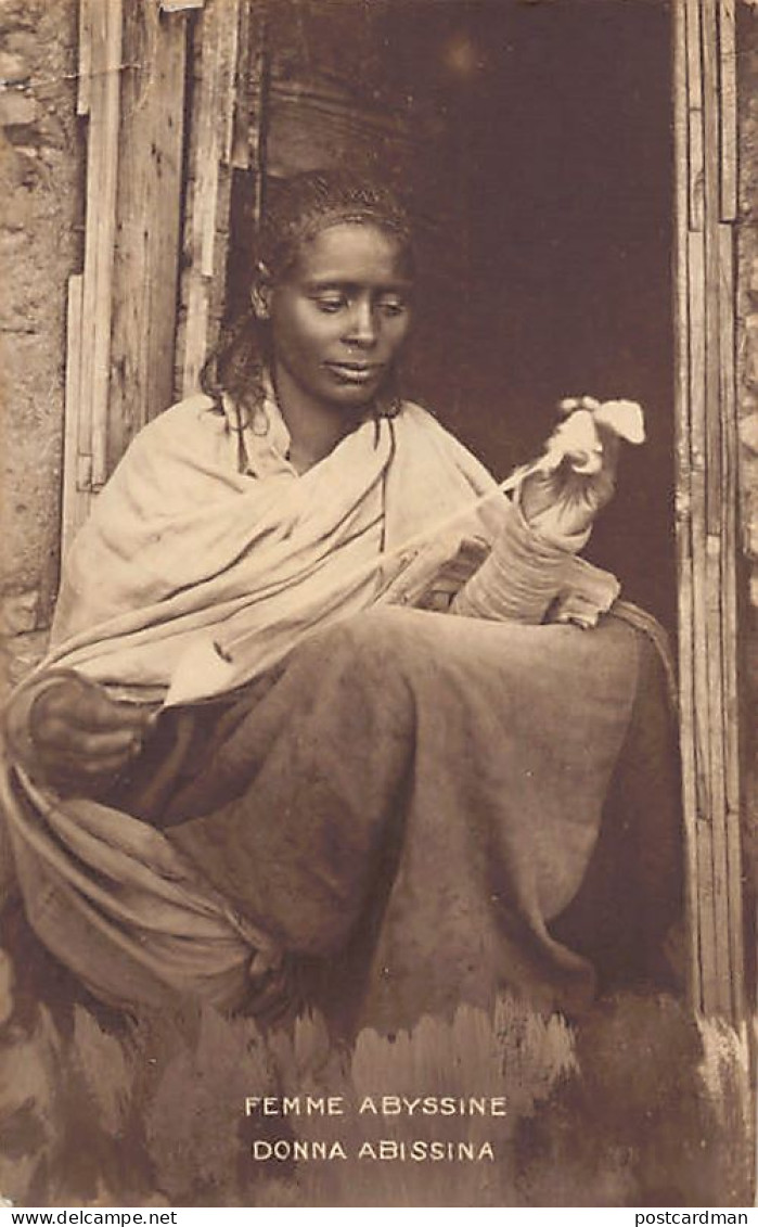 Ethiopia - Abyssinian Woman Spining Cotton - REAL PHOTO - Publ. Unknown  - Ethiopie