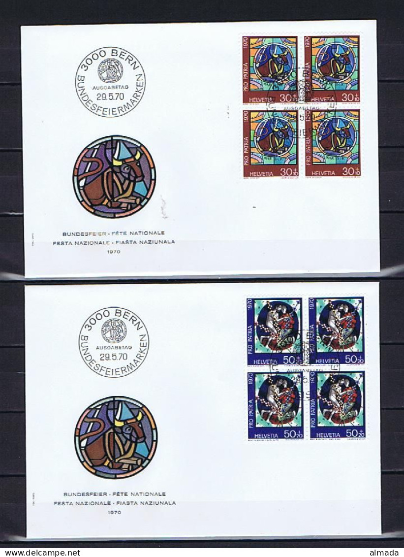 Schweiz 1970: FDC Michel 925-928, Viererblocks - FDC