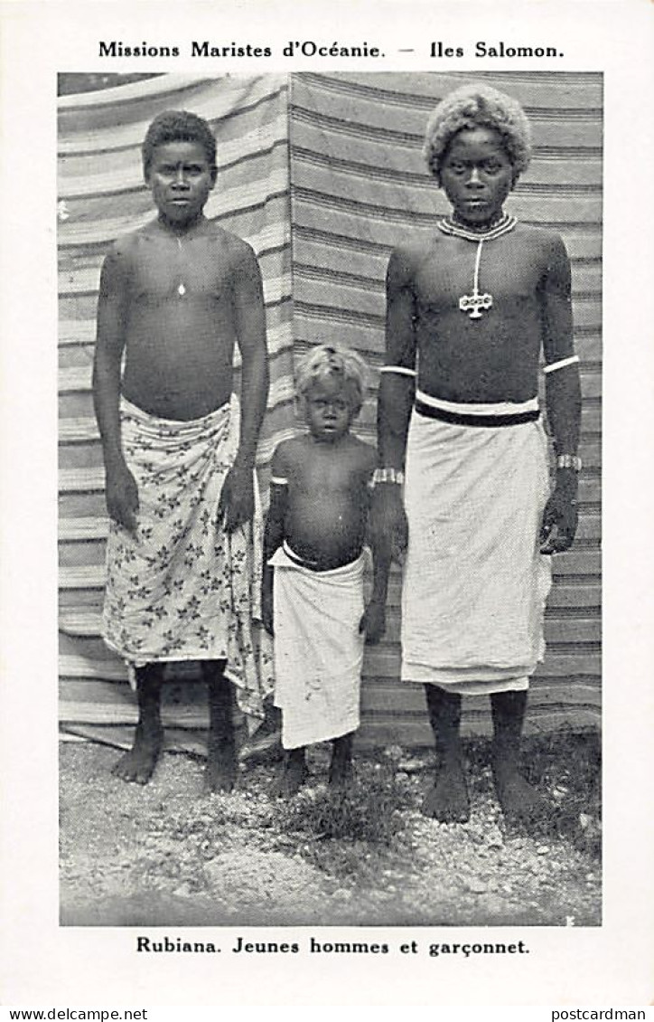 Solomon Islands - RUBIANA - Young Men And A Boy - Publ. Missions Maristes D'Océanie  - Solomoneilanden