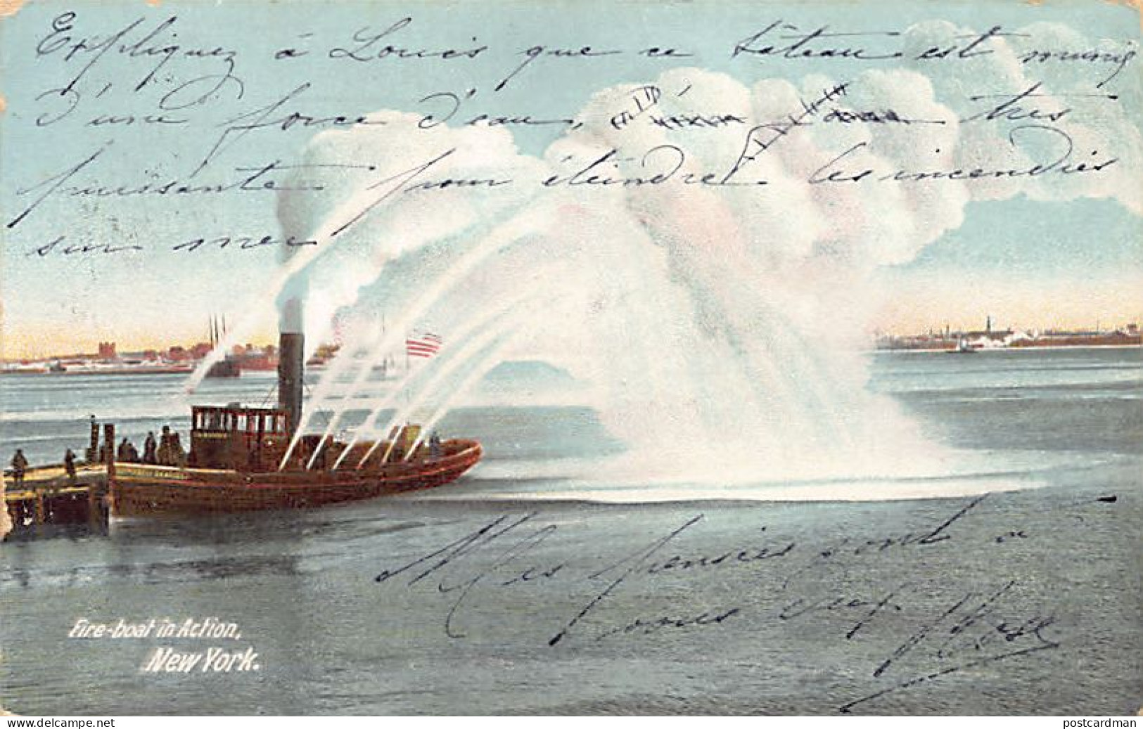 Usa - NEW YORK CITY - Fire Boat In Action - Publ. H. C. Leighton Co. 502 - Manhattan