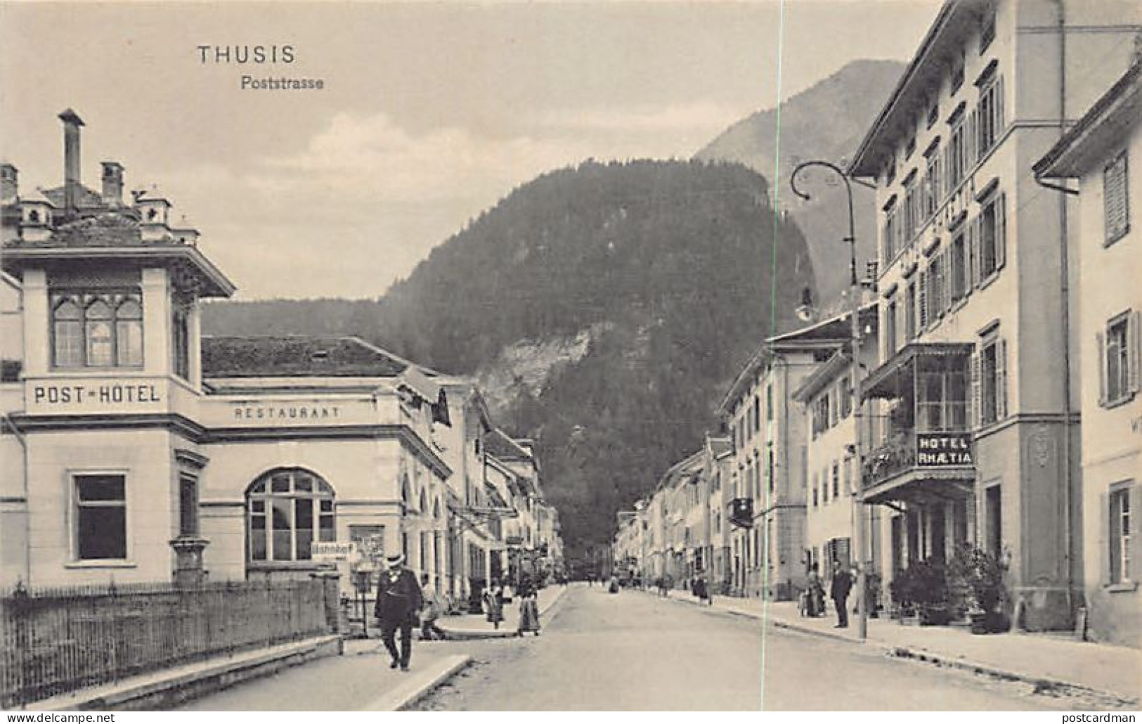 Thusis (GR) Poststrasse - Post-Hotel - Hotel Rhaetia - Verlag J.Guler 1057631 - Thusis