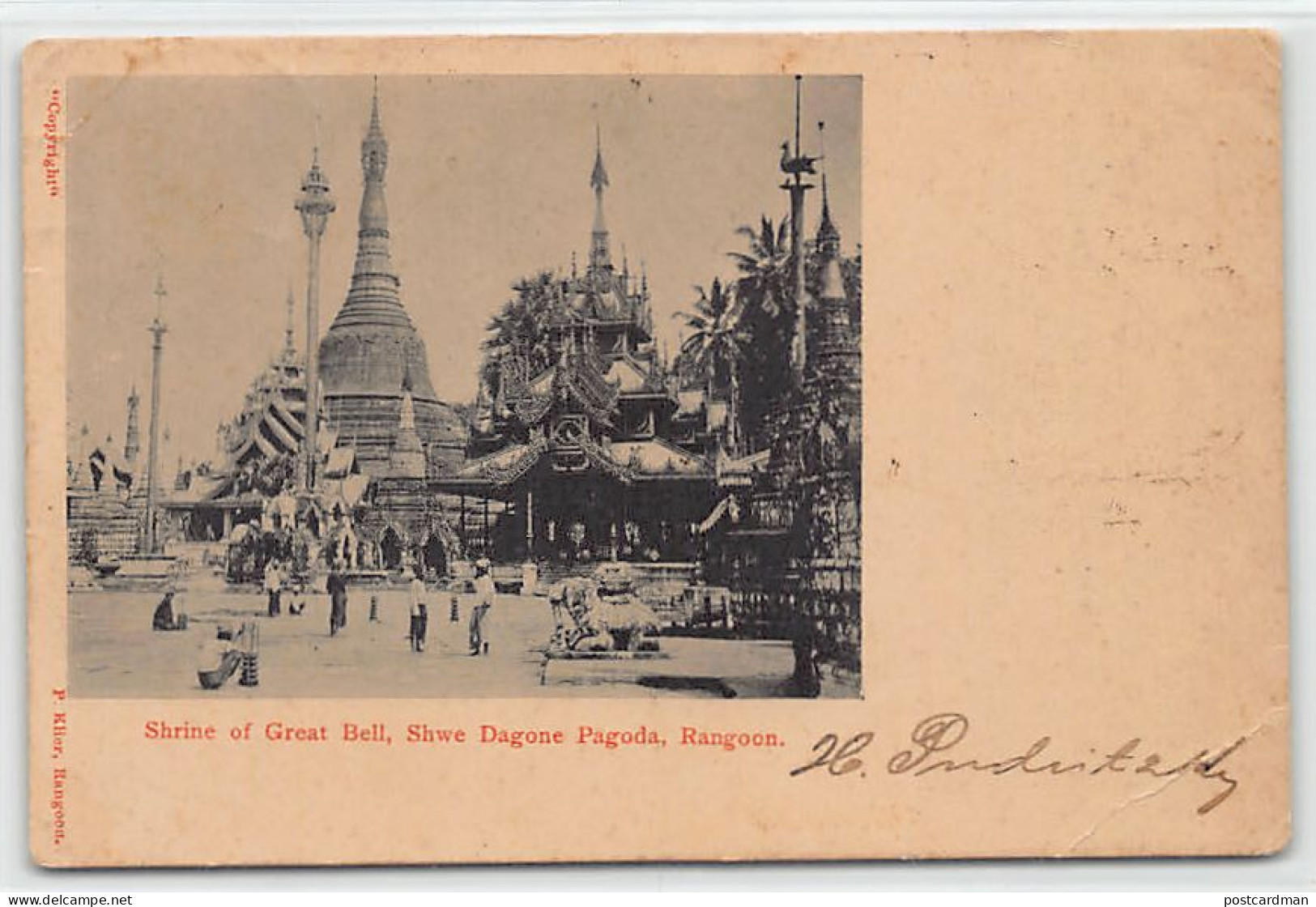 MYANMAR Burma - RANGOON Yangon - Shrine Of Great Bell, Shwedagon Pagoda - SEE SCANS FOR CONDITION - Publ. P. Klier  - Myanmar (Burma)