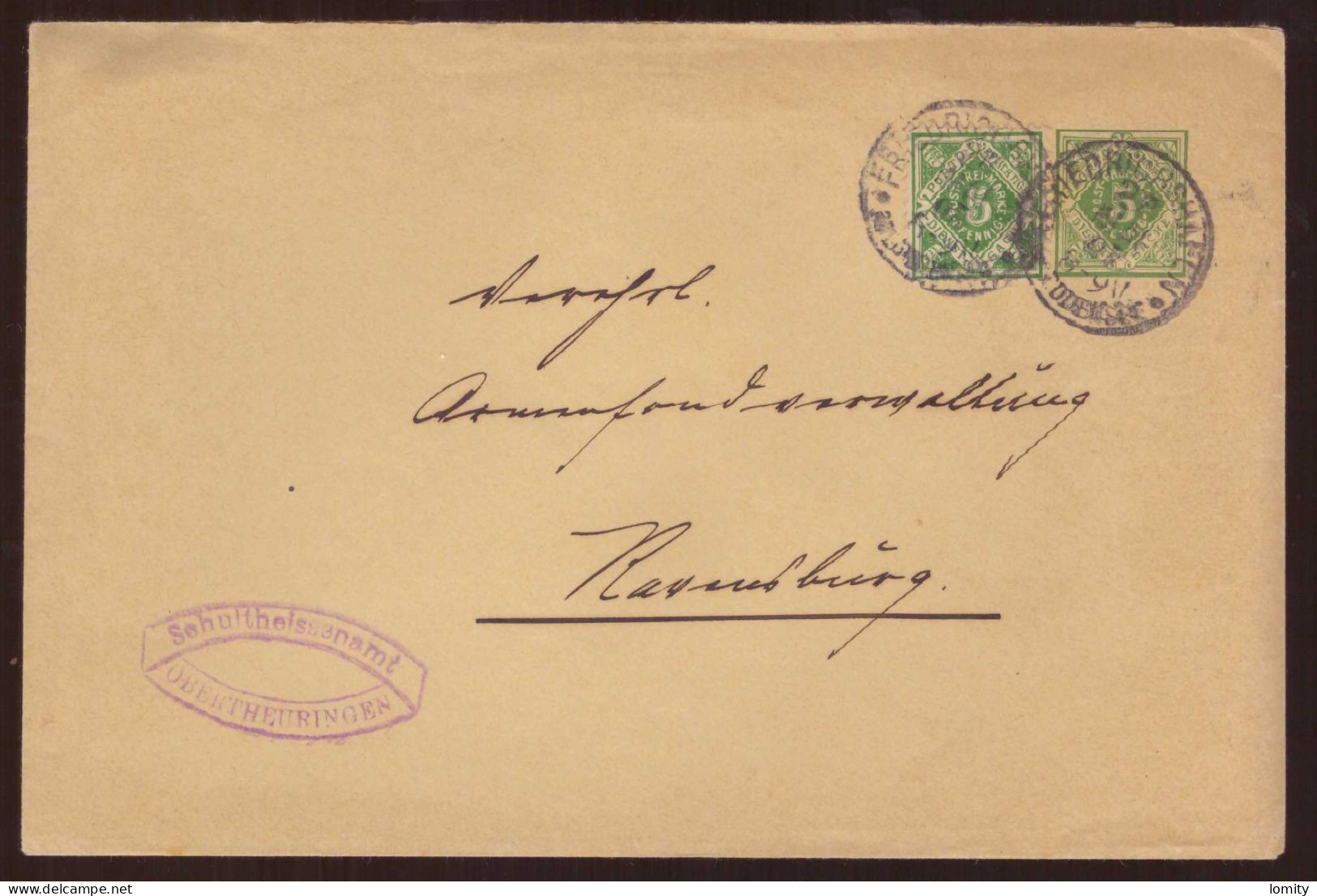 Allemagne Wurtemberg Entier Postal Ganzasche Cachet 1907 Lettre Avec Complément Timbre Brief Cover Format 18.2x12cm - Postwaardestukken