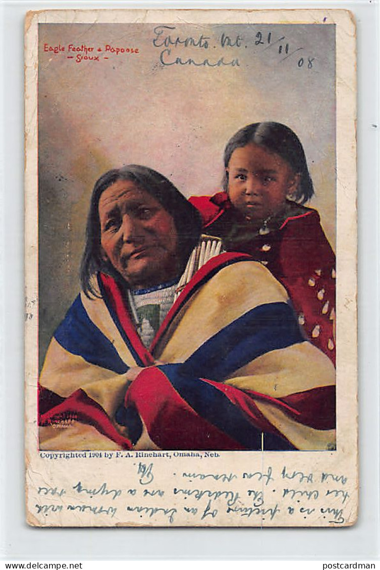 Native Americana - Eagle Feather & Papoose - Sioux - SEE SCANS FOR CONDITION - Indios De América Del Norte