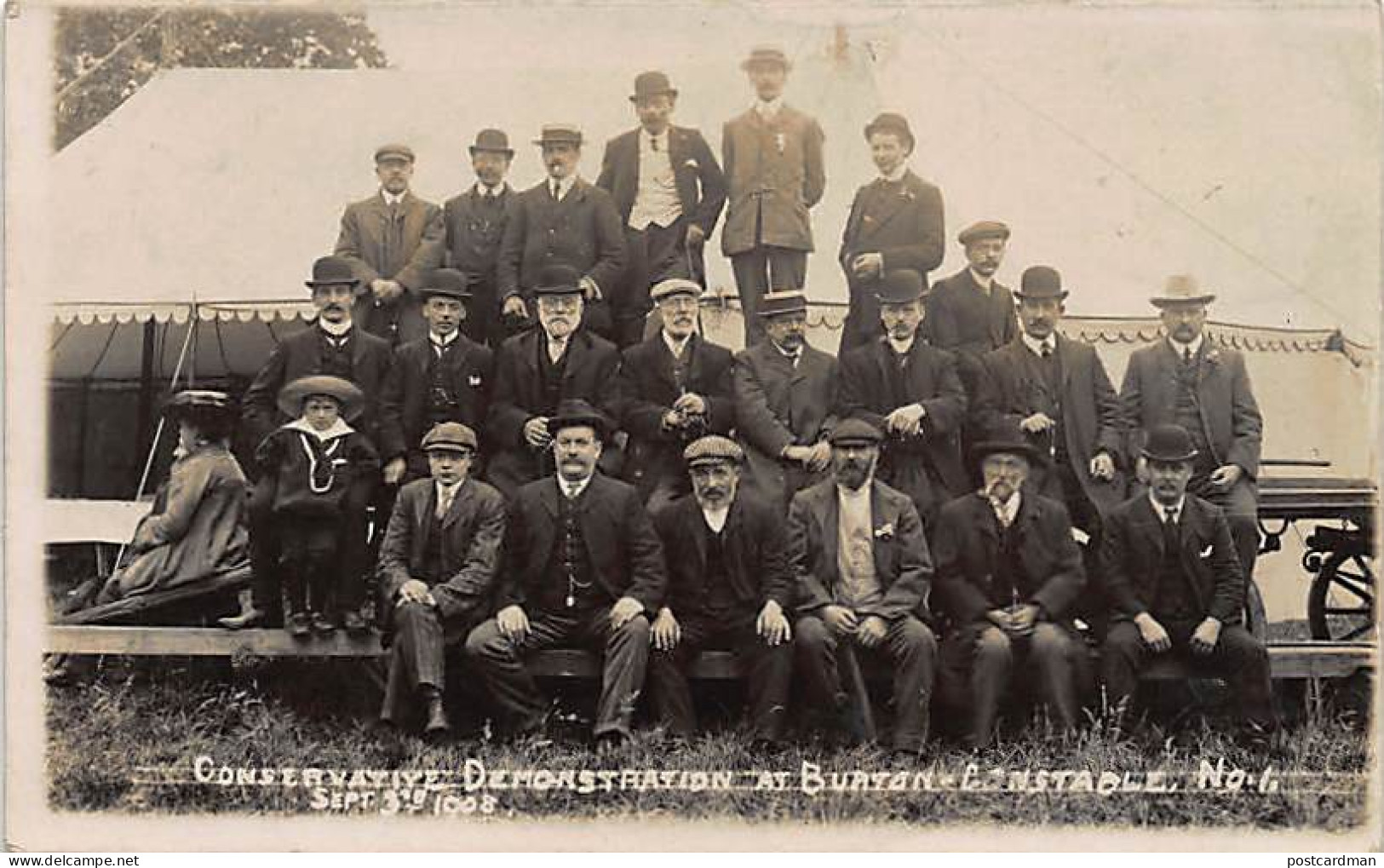 BURTIN CONSTABLE (York.) Conservative Demonstration Sept. 3rd 1908 - Group Of Men - REAL PHOTO. - Altri & Non Classificati