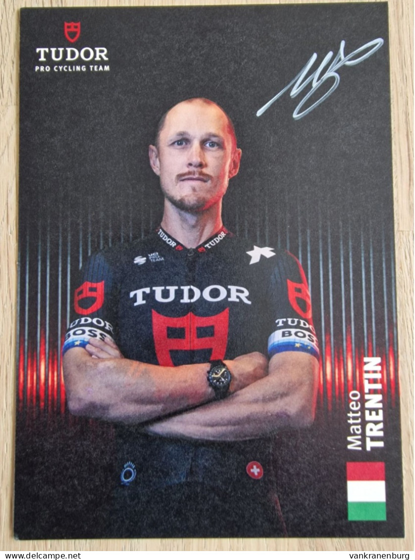 Card Matteo Trentin - Team Tudor - 2024 - Original Signed - Cycling - Cyclisme - Ciclismo - Wielrennen - Radsport