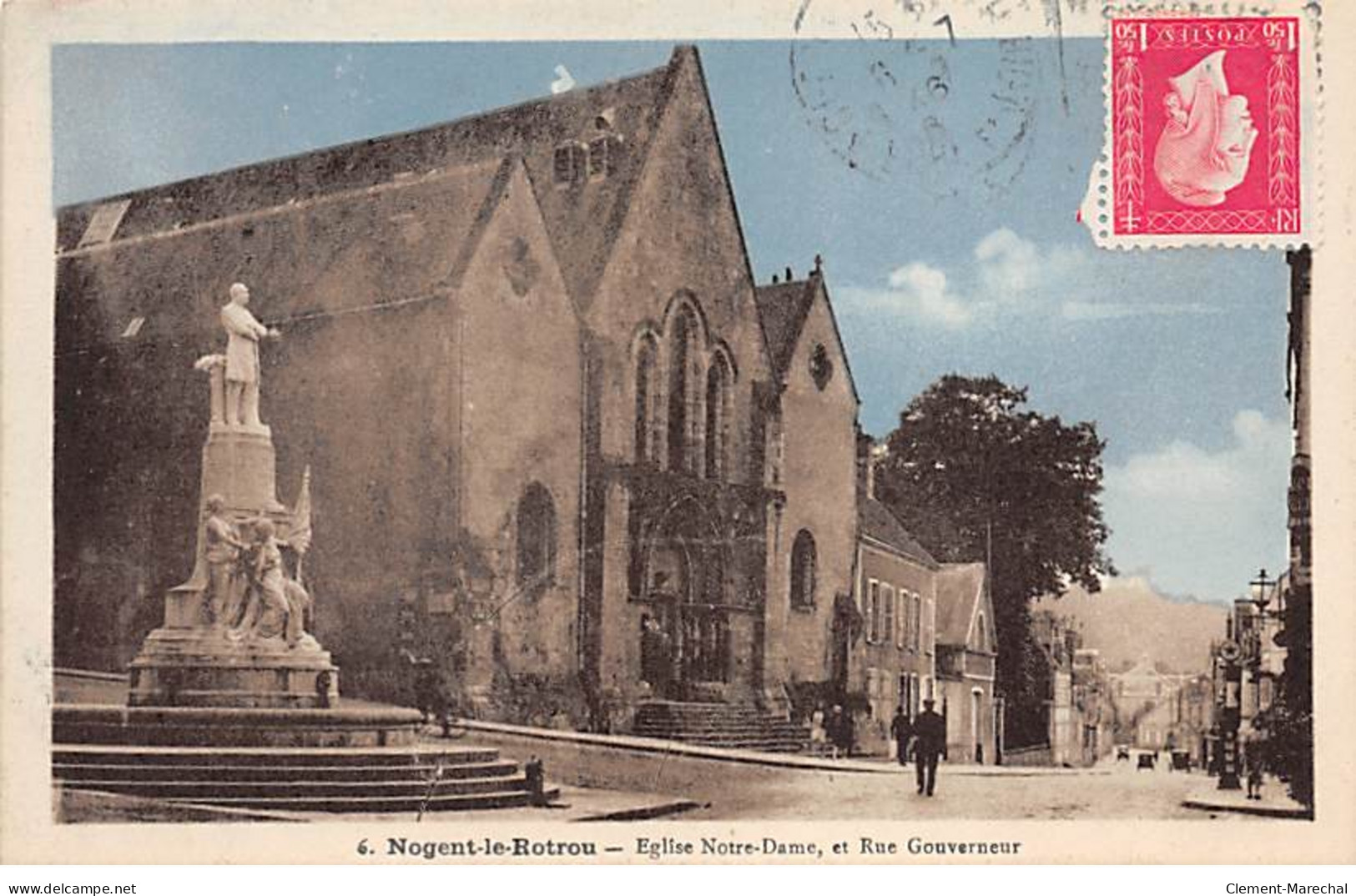 NOGENT LE ROTROU - Eglise Notre Dame Et Rue Gouverneur - Très Bon état - Nogent Le Rotrou