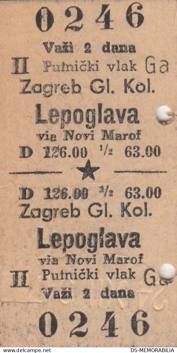 Yugoslavia Yugoslav Railways Train Ticket Line Zgareb-Lepoglava Return Ticket 1947 - Europe