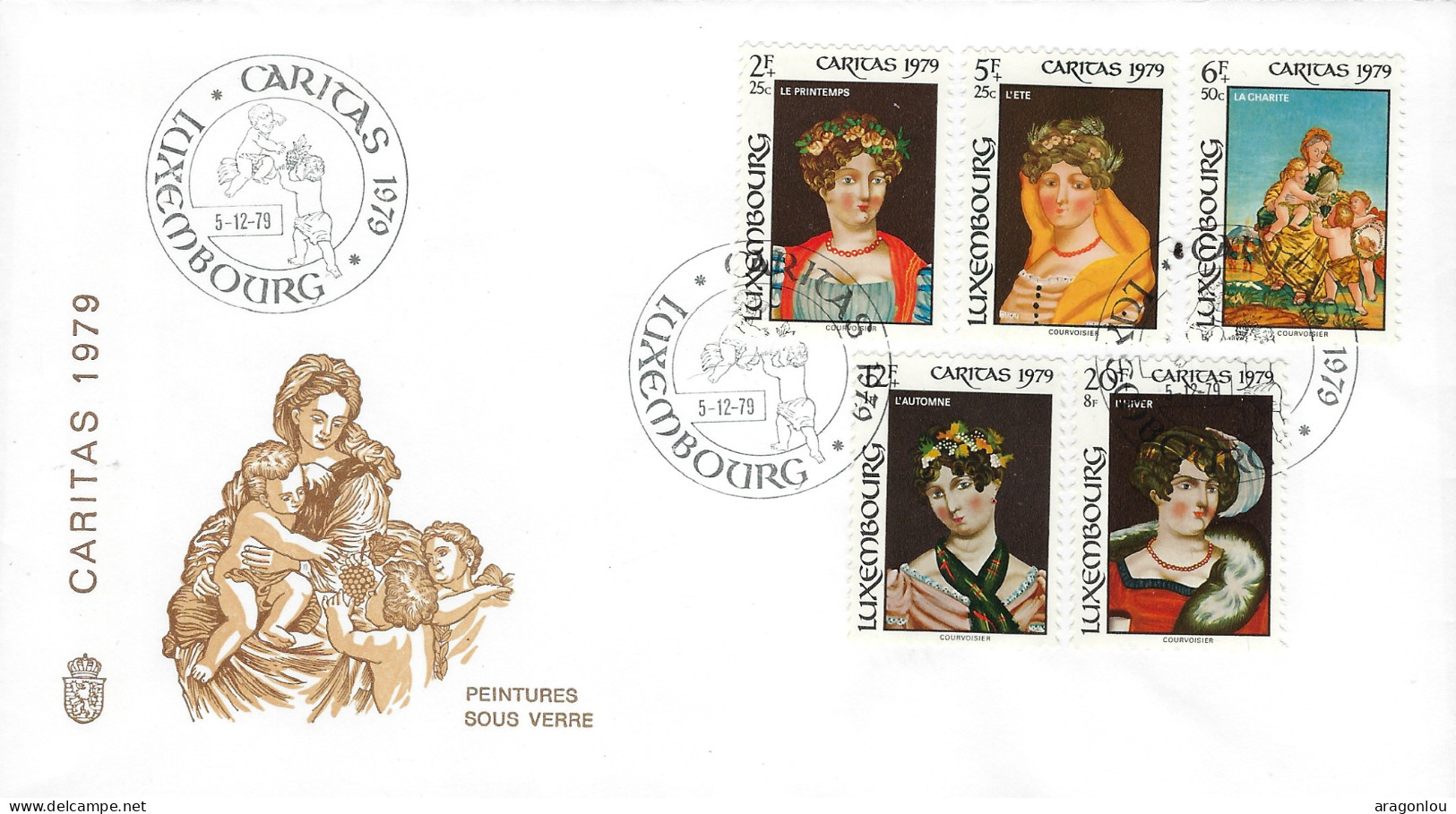 Luxembourg - Luxemburg - Lettre        Caritas  1979   Peintures Sous Verres - Briefe U. Dokumente