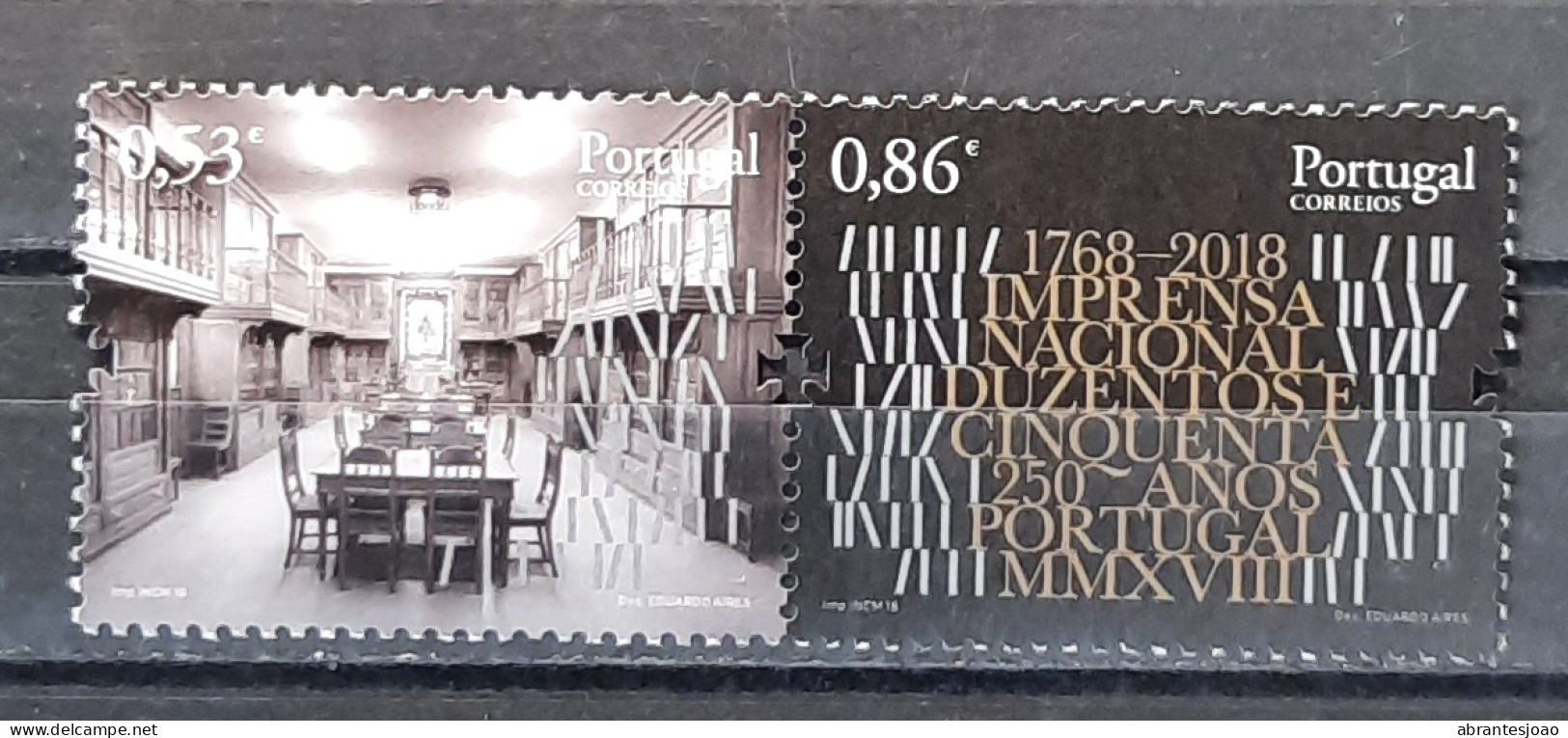 2018 - Portugal - MNH - 250 Years Of National Printing House - 2 Se Tenant Stamps - Ongebruikt