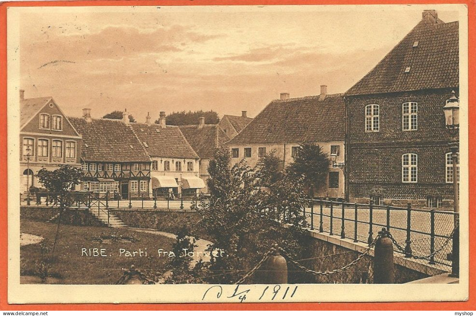 DK136_*   RIBE  PARTI Fra TORVET * SENDT 1911 - Danemark