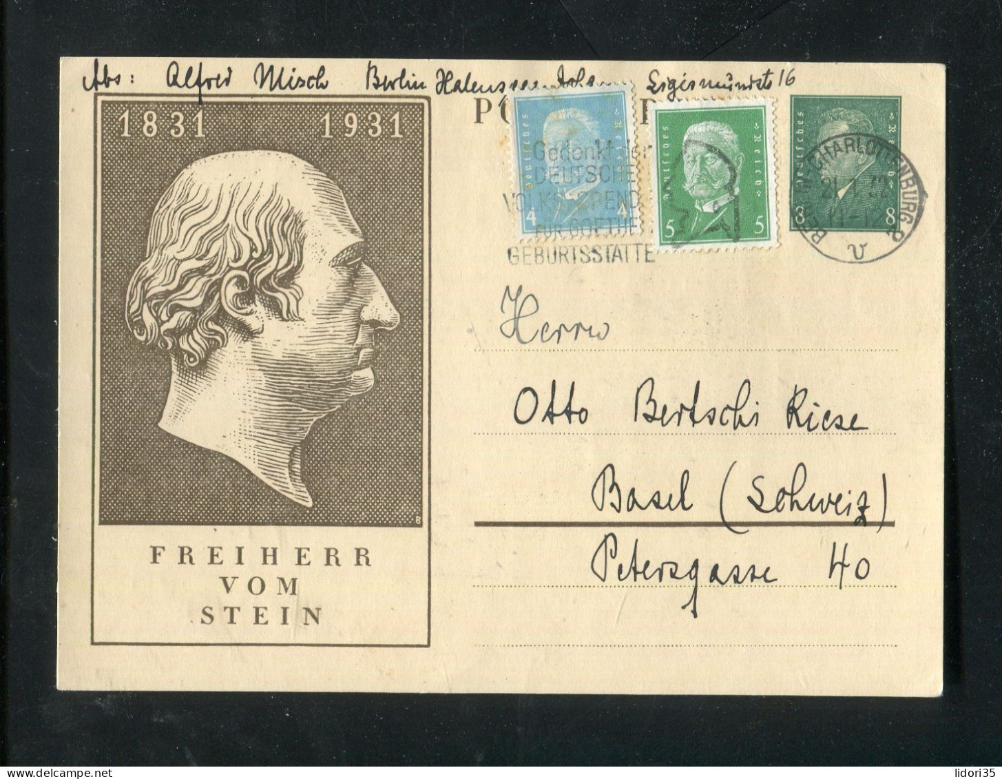 "DEUTSCHES REICH" 1932, Sonderpostkarte Mit Zusatzfrankatur Ex Berlin In Die Schweiz (L1214) - Tarjetas
