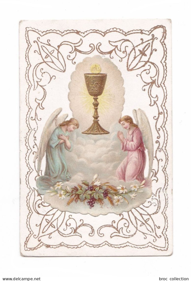 Anges Et Eucharistie, Chromo Fixée En Bas, Se Soulevant, Prière - Devotion Images