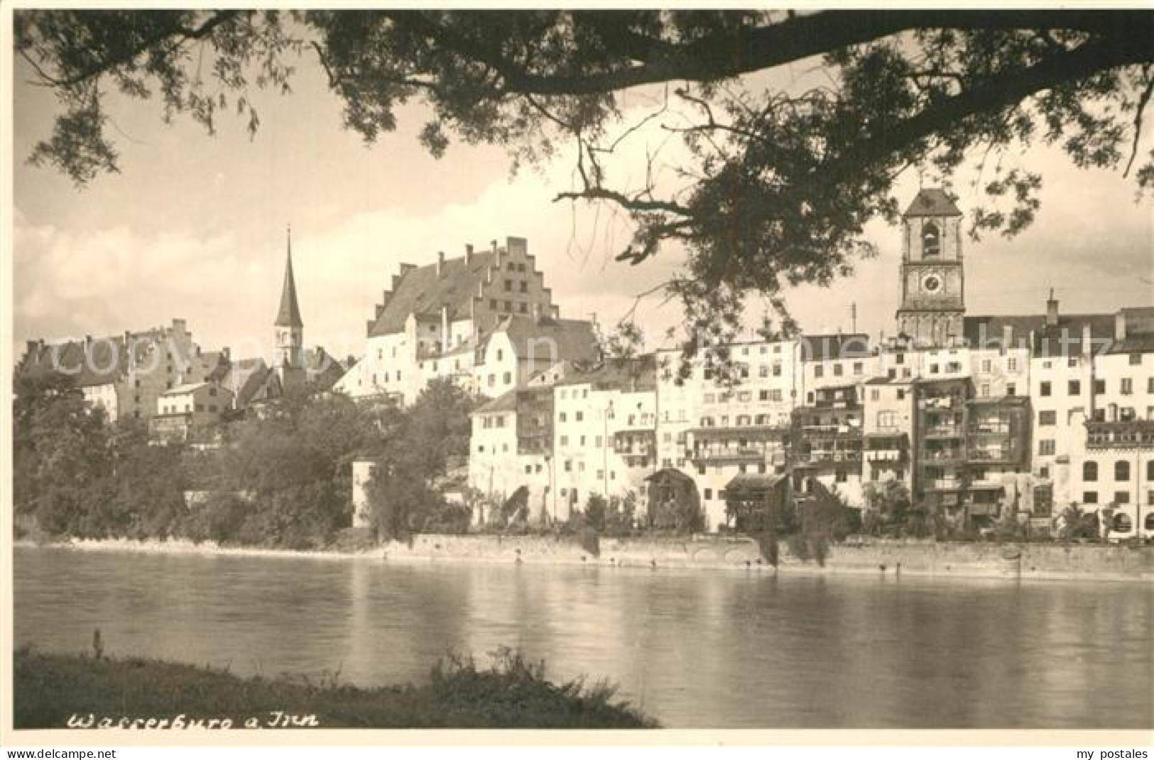 73332621 Wasserburg Inn Uferpartie Am Fluss Mit Blick Zur Stadt Wasserburg Inn - Wasserburg A. Inn