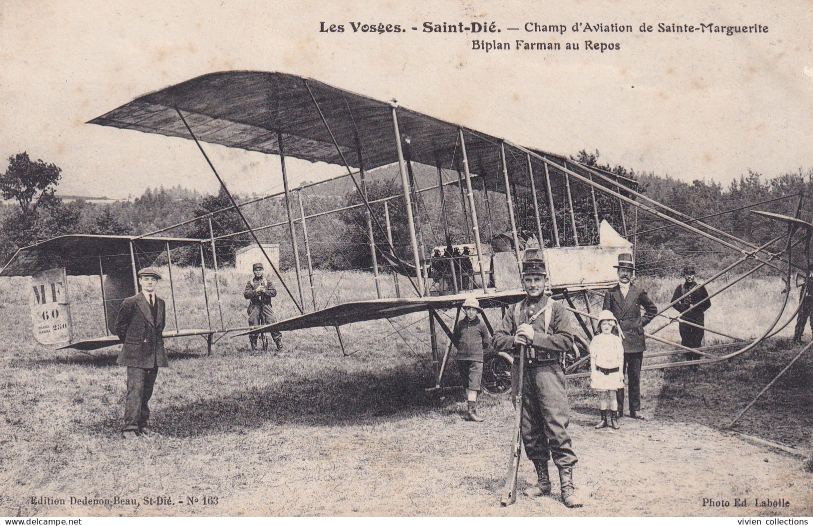 Saint Dié (88 Vosges) Champ D'aviation De Sainte Marguerite Biplan Farman Au Repos - édit. Dedenon Beau N° 163 - Saint Die