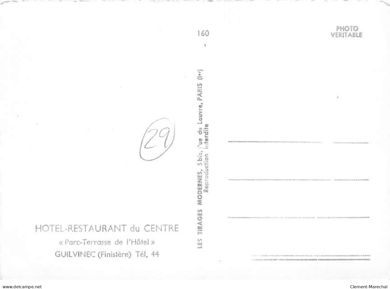 GUILVINEC - Hôtel Restaurant Du Centre - Très Bon état - Guilvinec