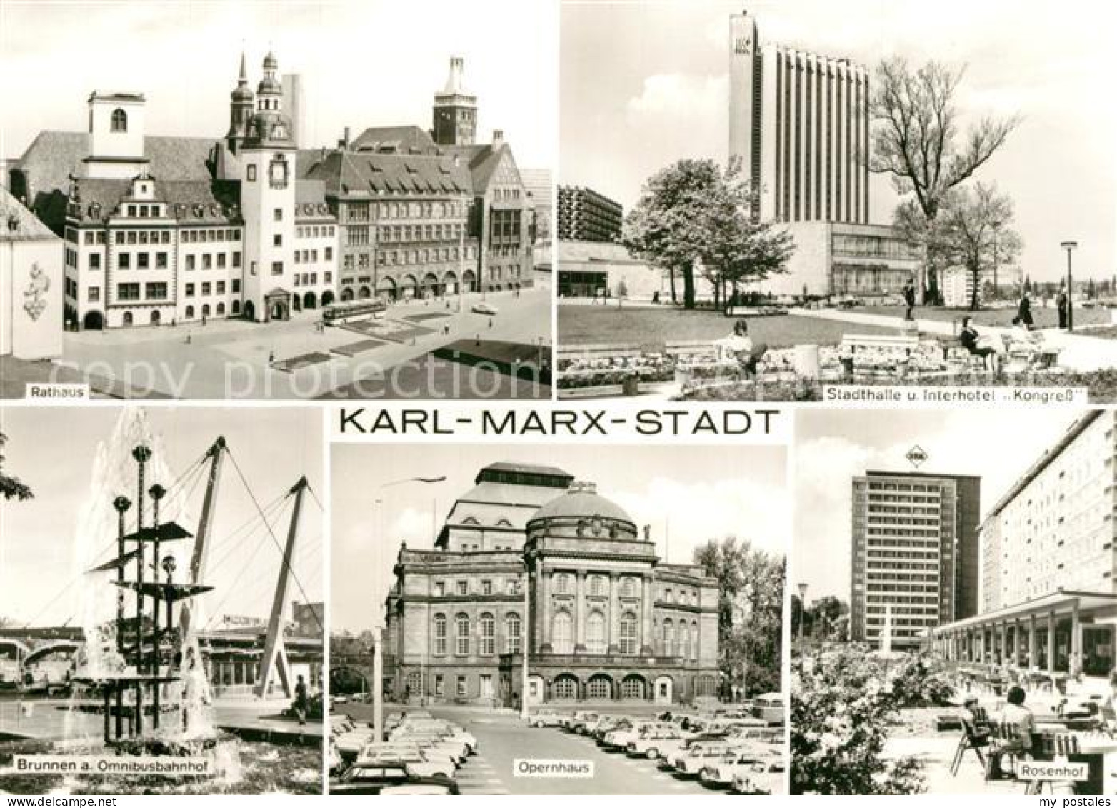 73332448 Karl-Marx-Stadt Rathaus Stadthalle Interhotel Kongress Brunnen Omnibusb - Chemnitz