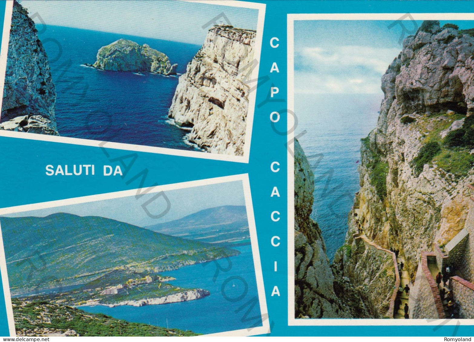 CARTOLINA  C10 ALGHERO,SASSARI,SARDEGNA-SALUTI DA CAPO CACCIA-MARE,SOLE,ESTATE,VACANZA,BELLA ITALIA,NON VIAGGIATA - Sassari