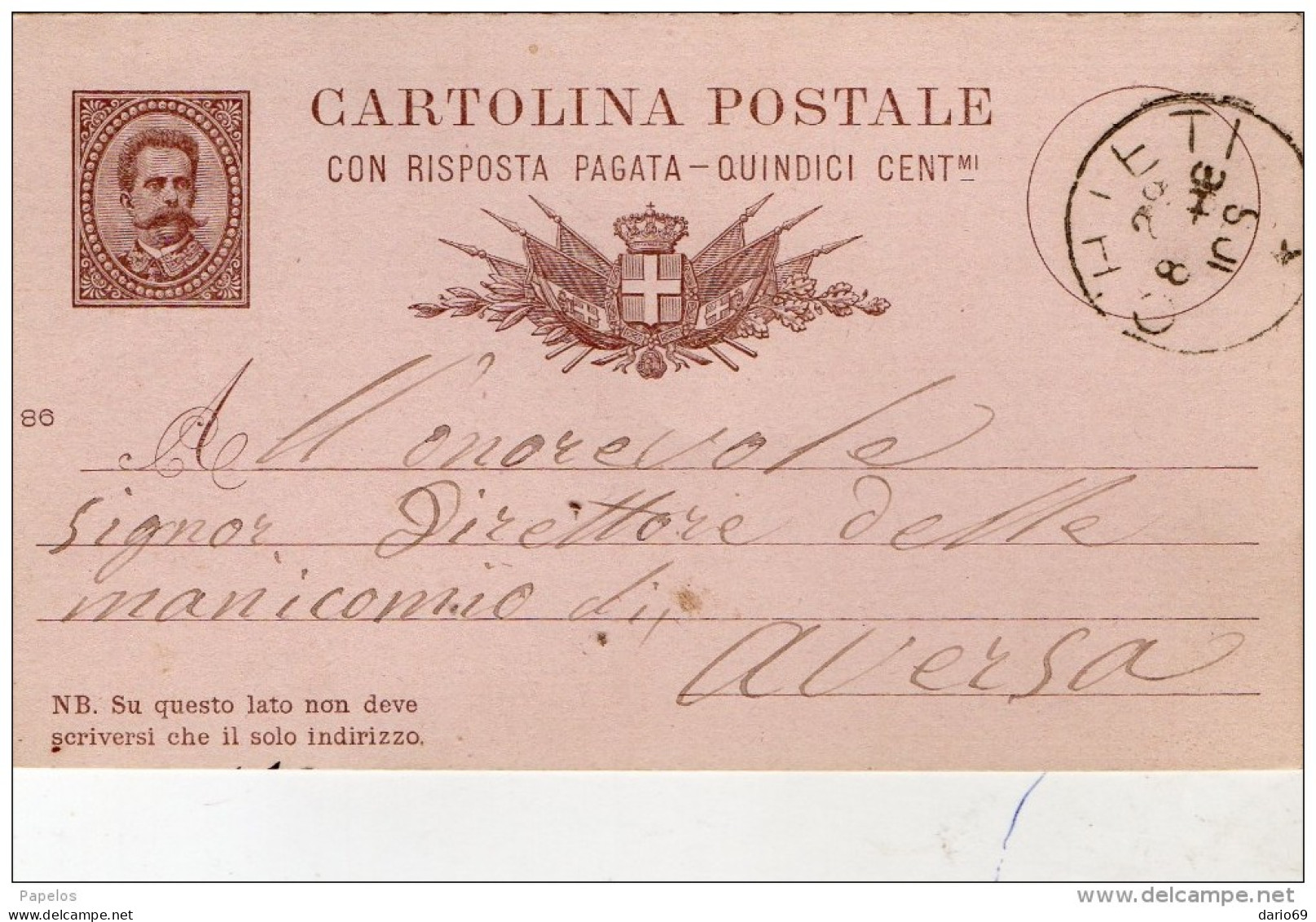 1888  CARTOLINA CON ANNULLO CHIETI - Postwaardestukken