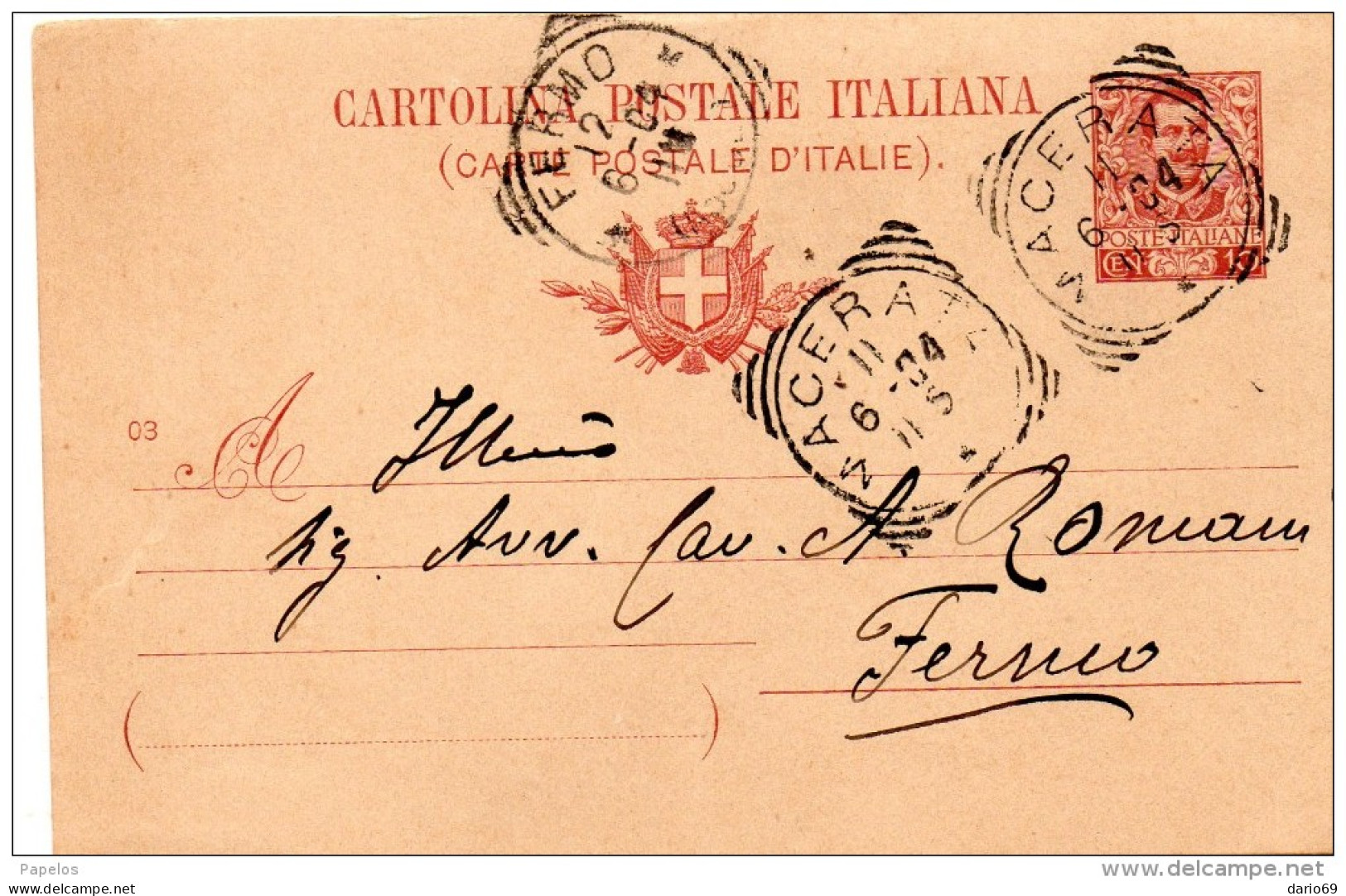 1904  CARTOLINA CON ANNULLO  MACERATA - Postwaardestukken