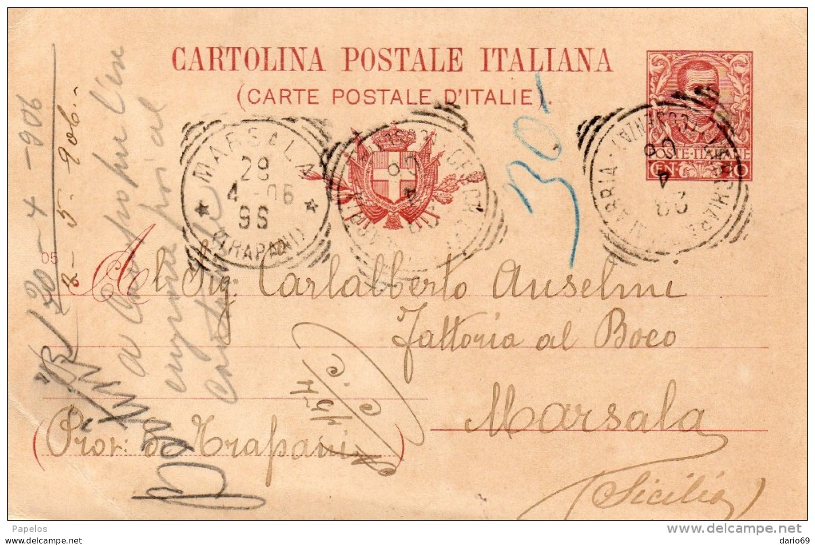 1906  CARTOLINA CON ANNULLO CERCHIARA DI CALABRIA COSENZA - Interi Postali