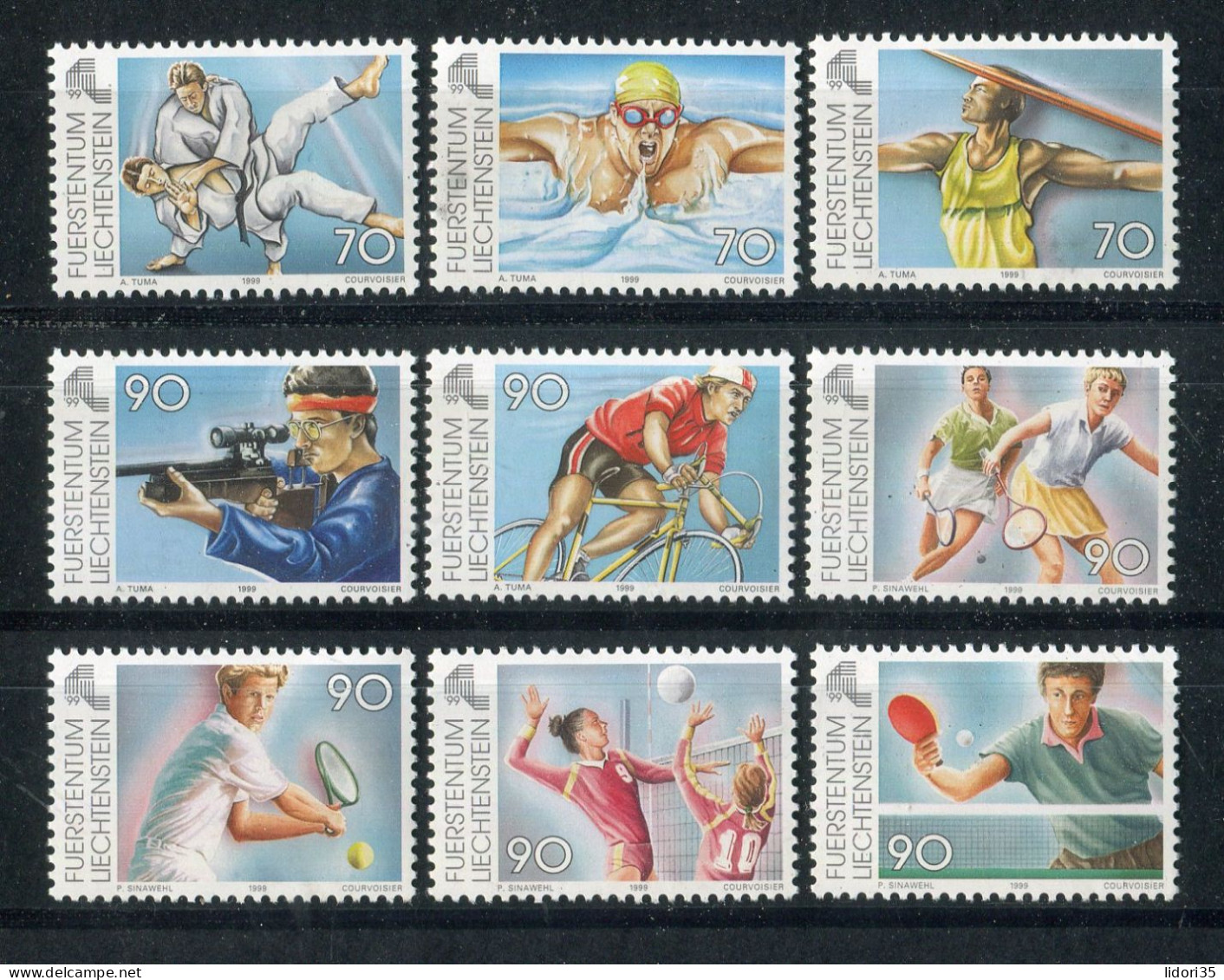 "LIECHTENSTEIN" 1999, Mi. 1203-1211 "Sport" ** (L1218) - Nuevos