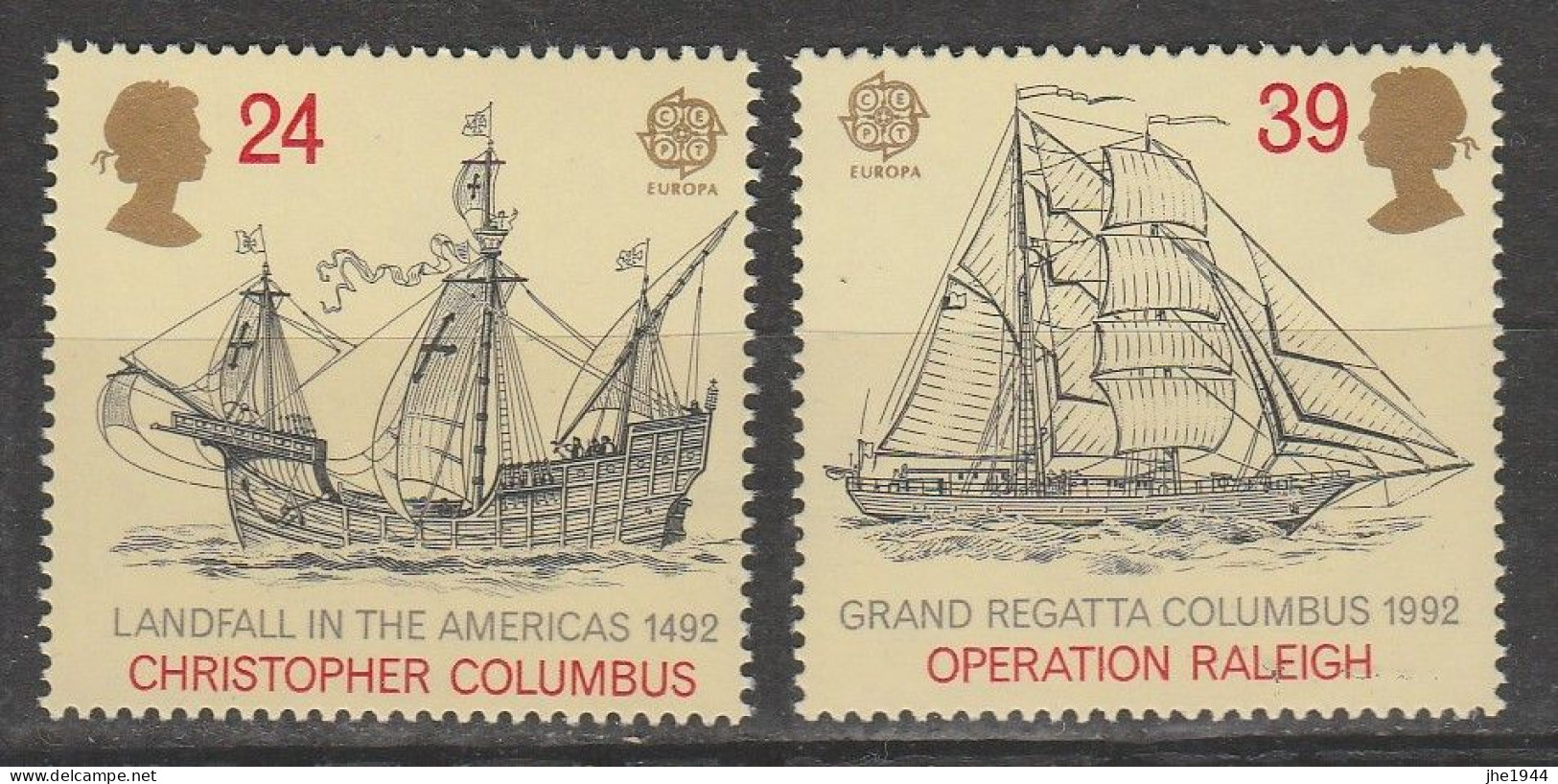 Grande-Bretagne Europa 1992 N° 1619/ 1620 ** Decouverte Amerique - 1992