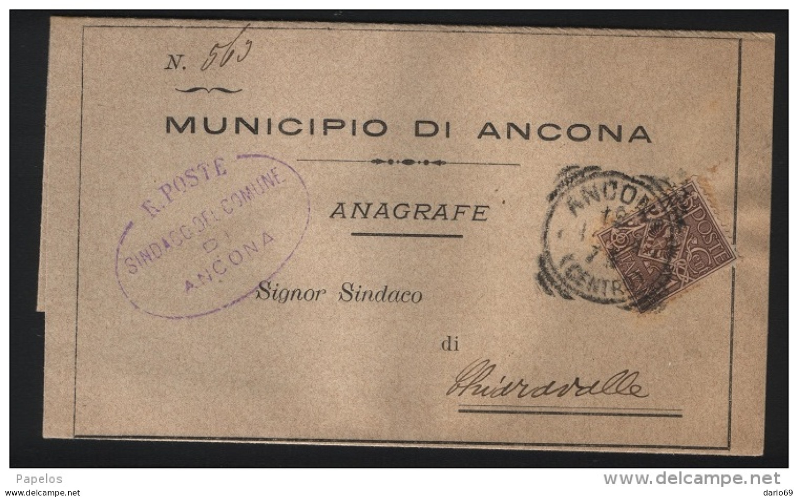 1894  LETTERA CON ANNULLO  ANCONA - Marcophilie