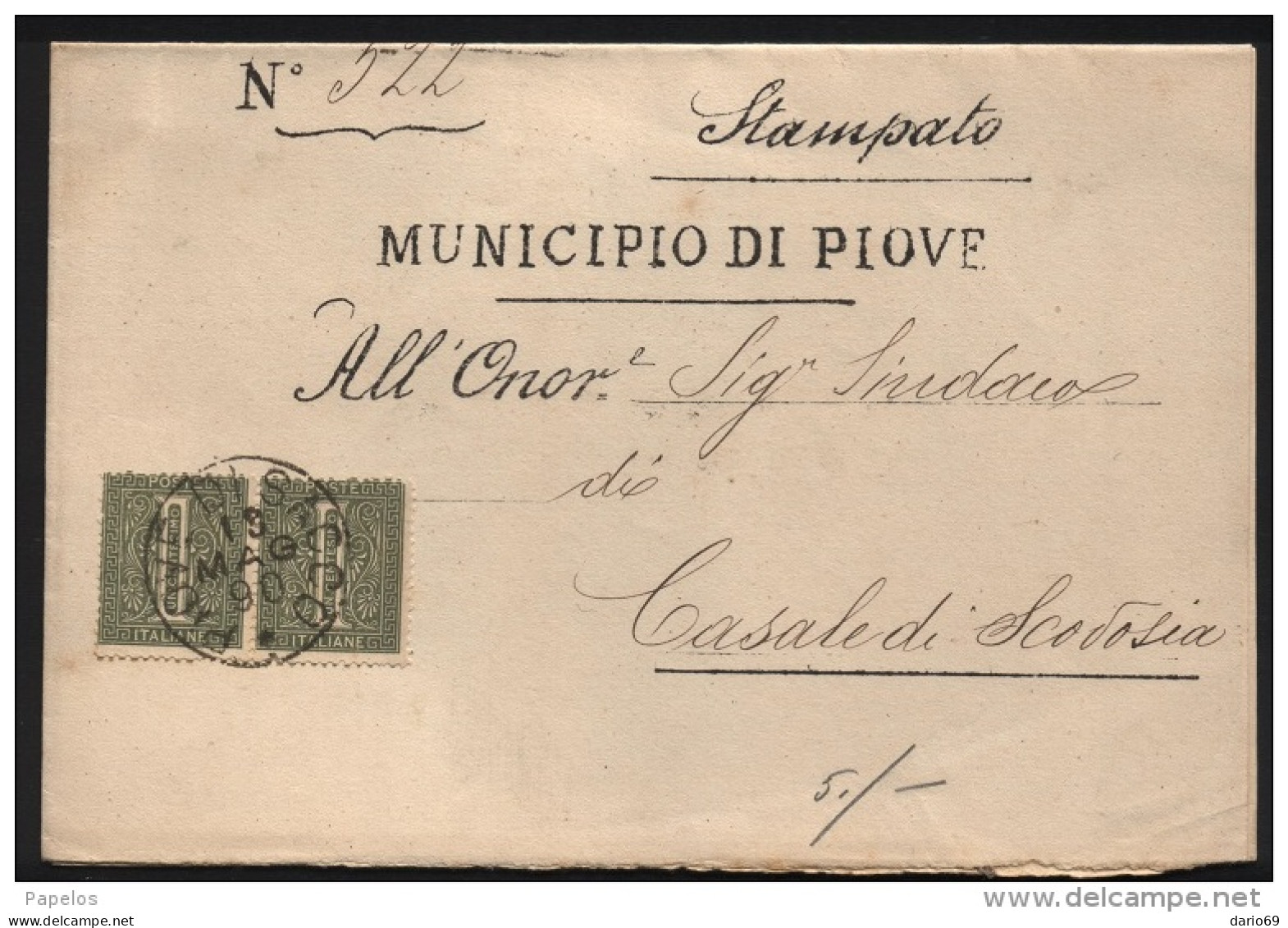 1890  LETTERA CON ANNULLO PIVE DI SACCO  PADOVA - Marcofilie