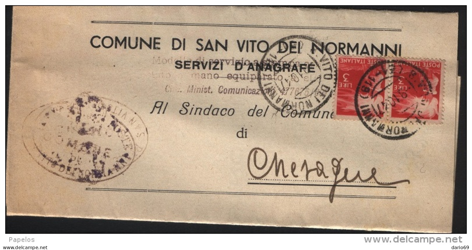 1947  LETTERA CON ANNULLO S. VITO DEI NORMANNI BRINDISI - 1946-60: Poststempel