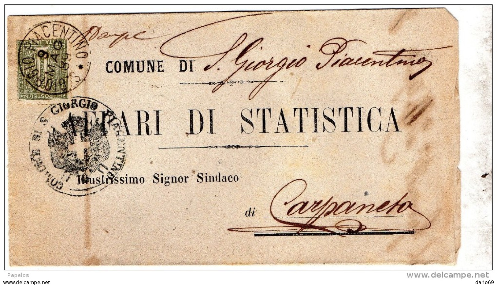 1889  LETTERA CON ANNULLO S. GIORGIO PIACENTINO PIACENZA - Marcofilie