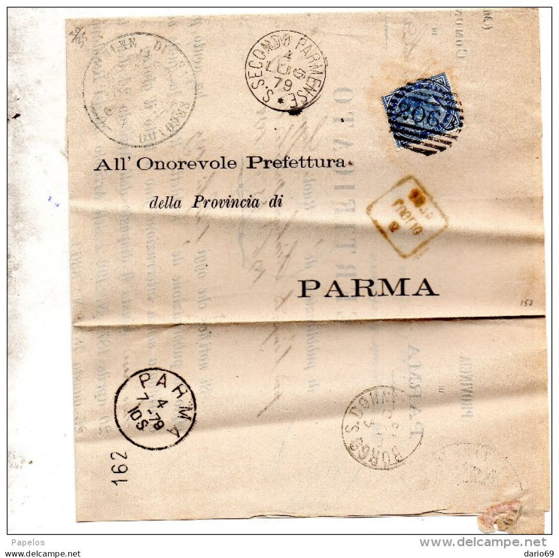 1879   LETTERA CON ANNULLO  San Secondo Parmense PARMA - Marcofilía