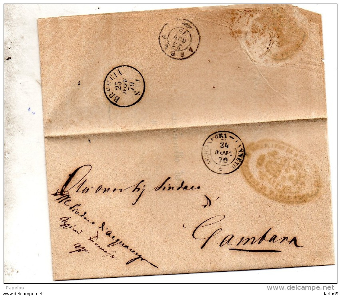 1870   LETTERA CON ANNULLO  ACQUANEGRA  - CANNETO MANTOVA - Storia Postale