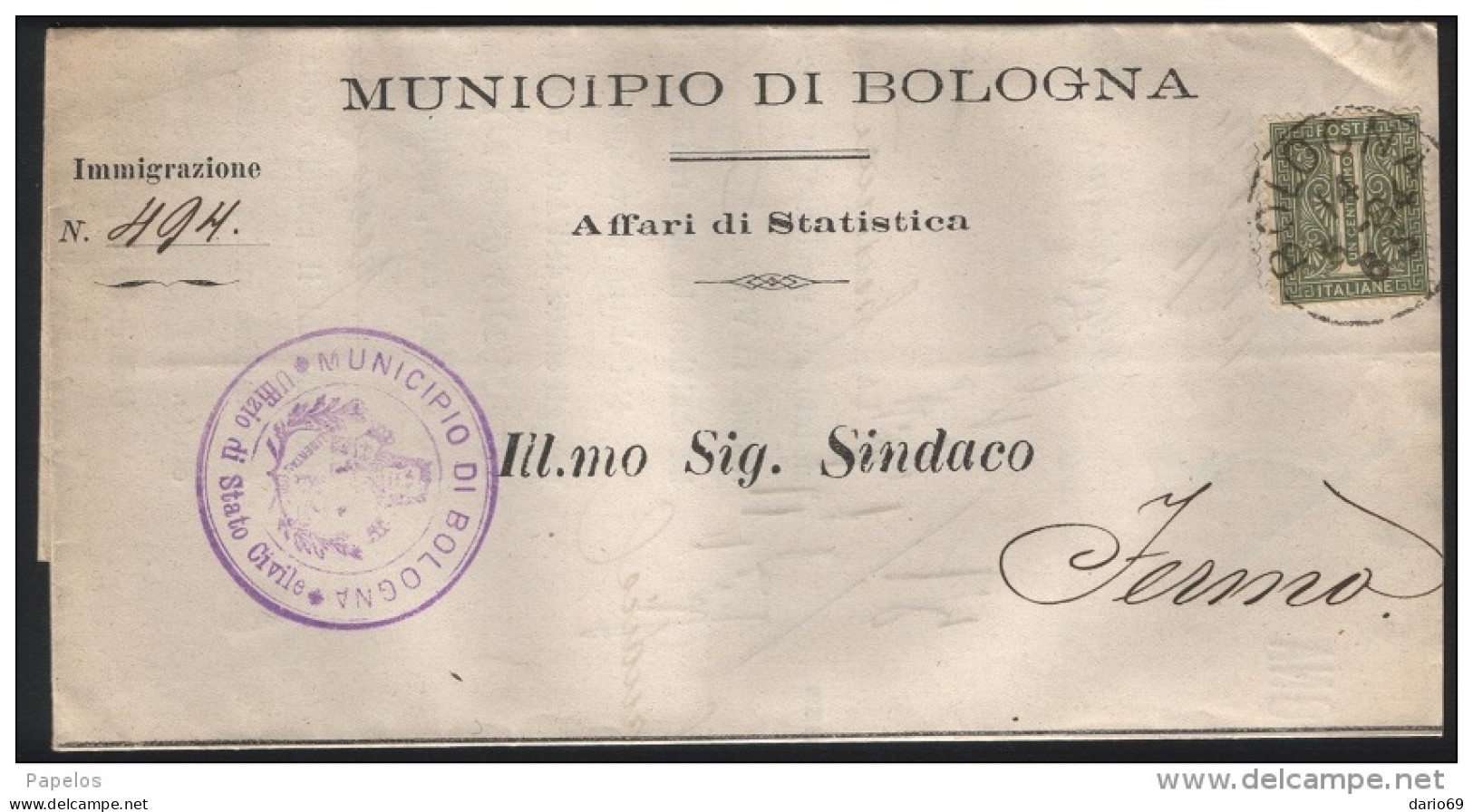 1884   LETTERA CON ANNULLO BOLOGNA - Poststempel