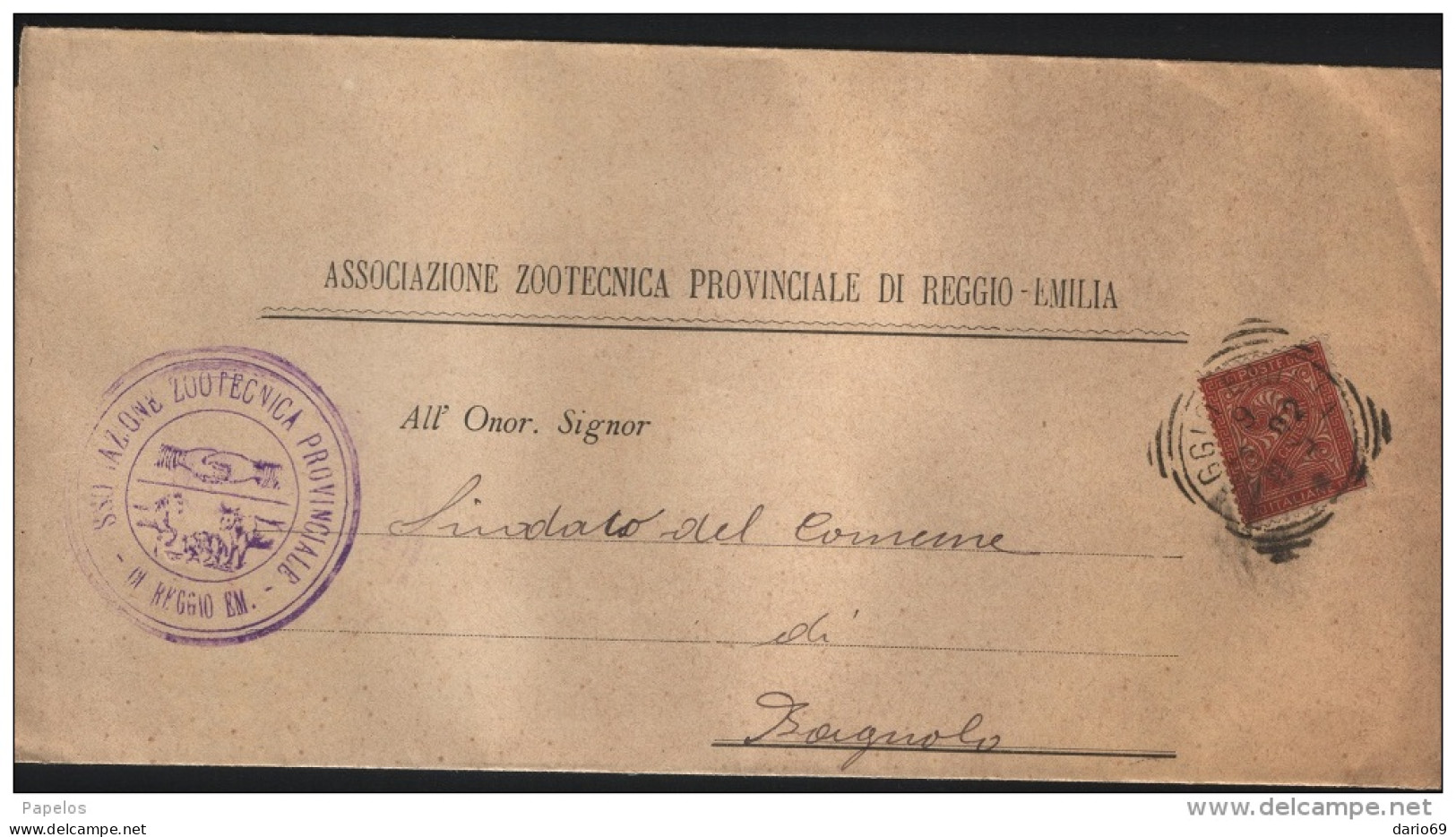 1892  LETTERA  INTESTATA ASSOCIAZIONE ZOOTECNICA DI REGGIO EMILIA - Marcophilia
