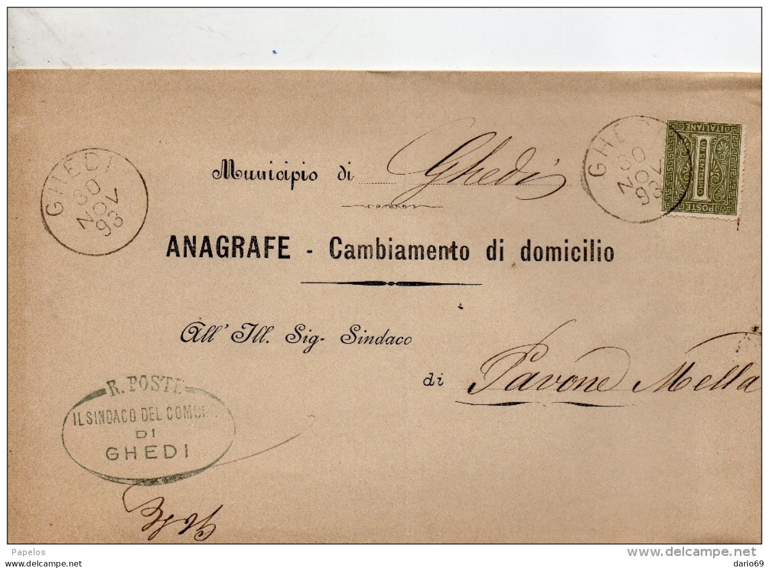 1893 LETTERA CON ANNULLO GHEDI BRESCIA - Storia Postale