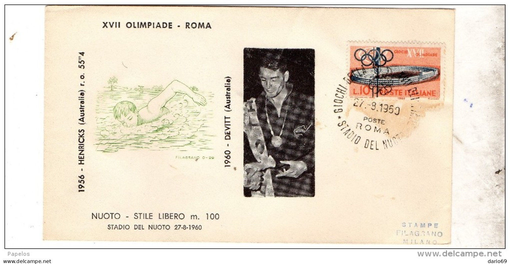 1960 LETTERA CON ANNULLO XVII OLIMPIADE ROMA - FDC